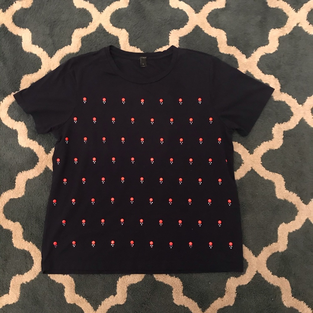 J. Crew blue embellished t-shirt size medium